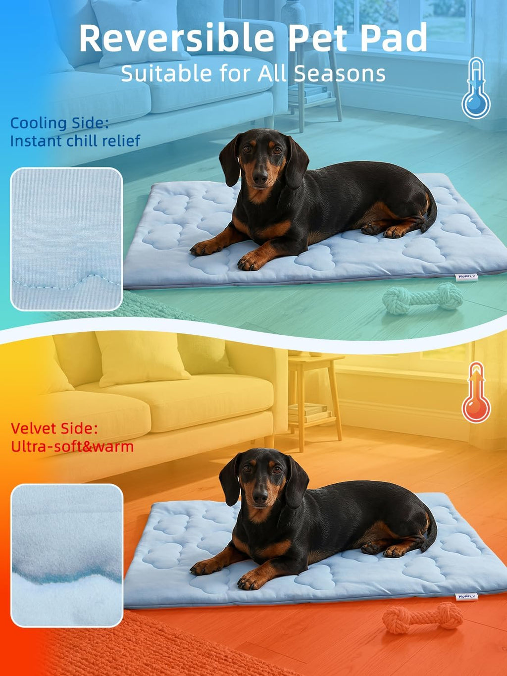 huafly dog cooling mat,dual-sided cooling mat for dogs, side view