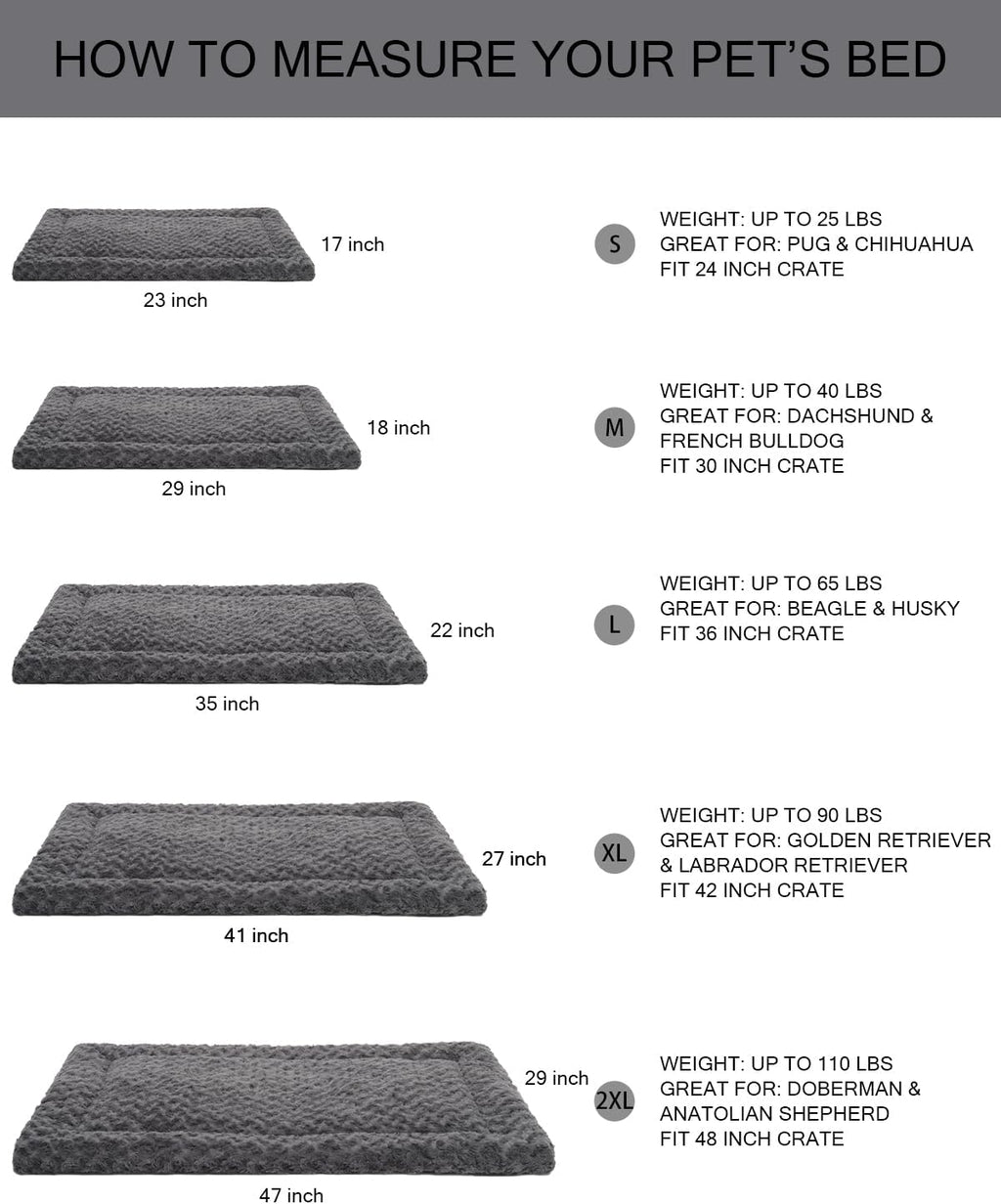 exsnugy washable dog bed mat large size fluffy showing dimensions
