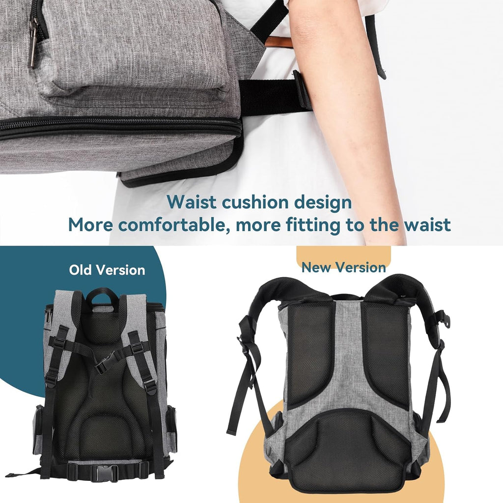 petsfit dog and cat backpack carrier, padded waist shown in use