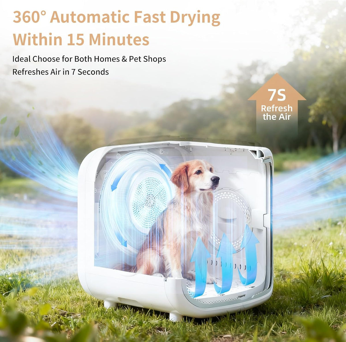 upgrade 75l large automatic cat dryer box -360°, close-up detail