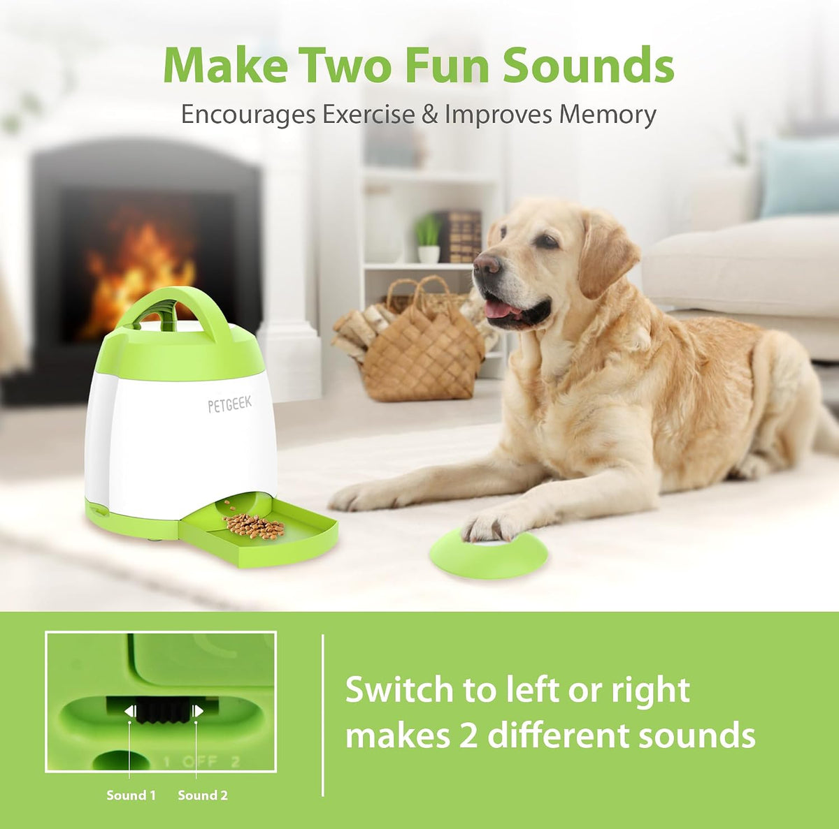 petgeek dog food dispenser toy, interactive pet toys, side view
