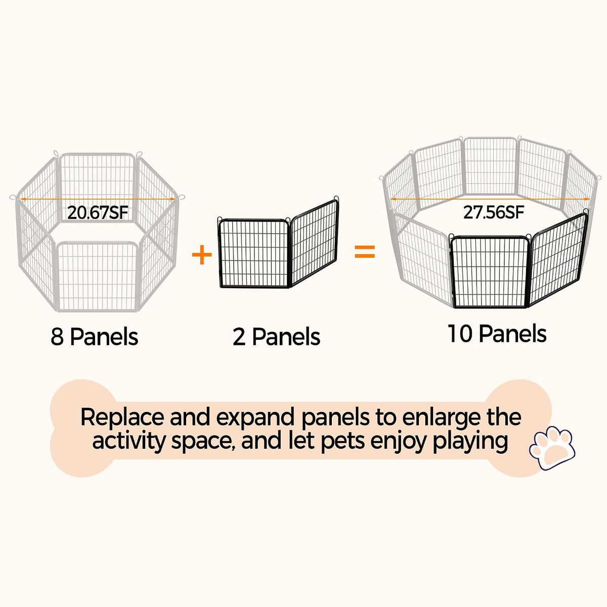 topeakmart dog playpen indoor 32 inch 2 panels, side view
