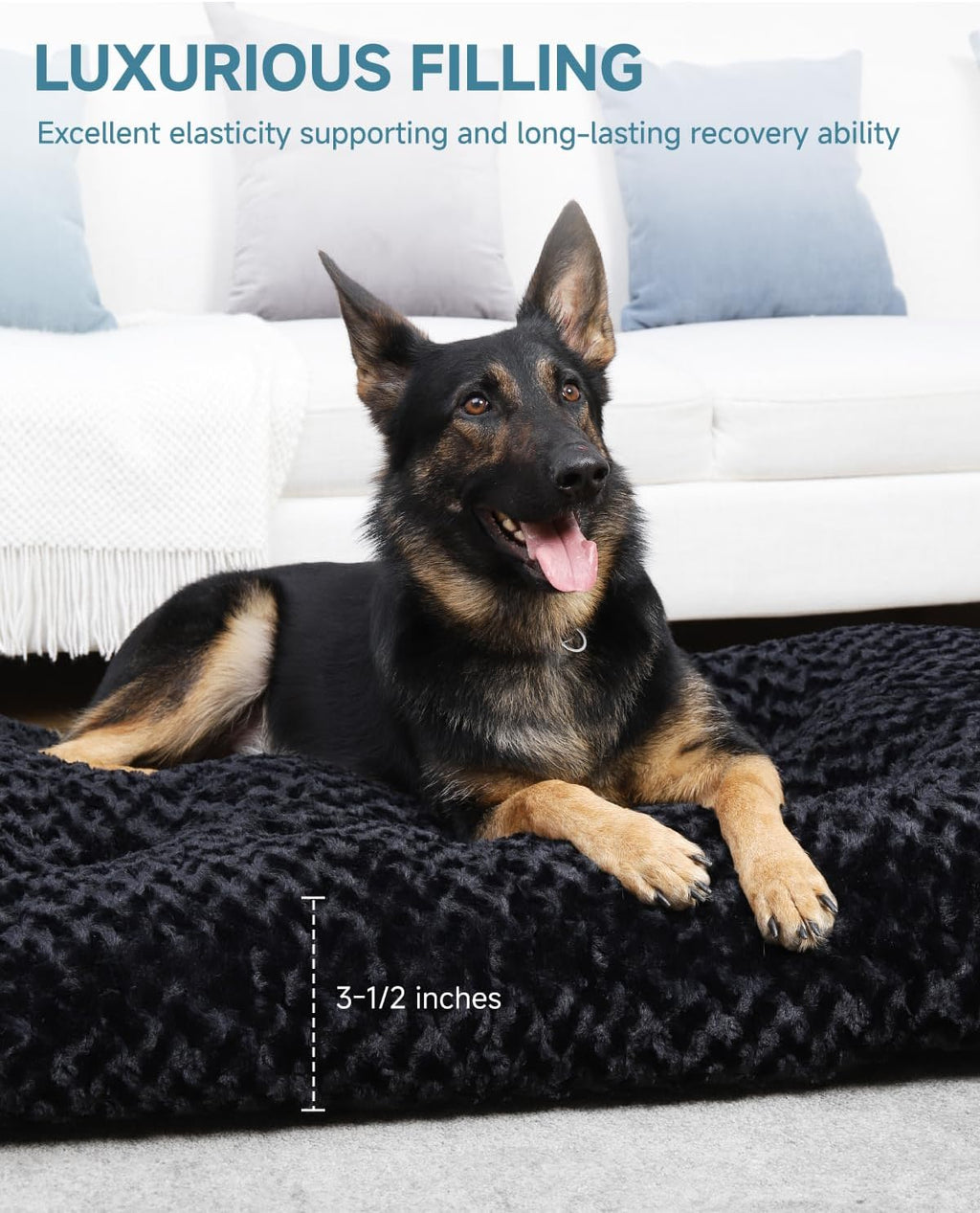 ksiia washable dog bed medium size dog crate, close-up detail