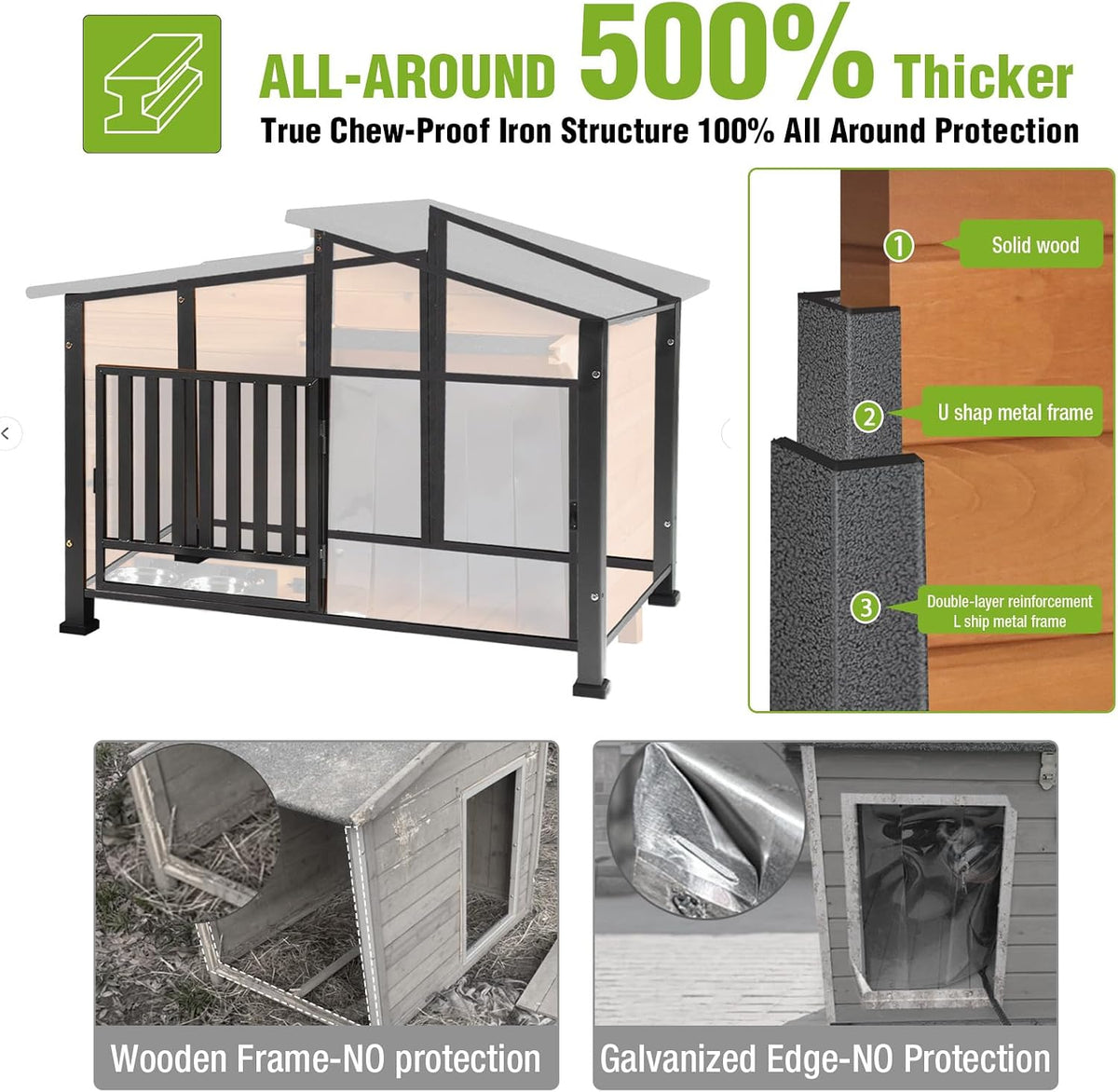 gutinneen dog house outdoor dog kennel with chew-proof shown in use