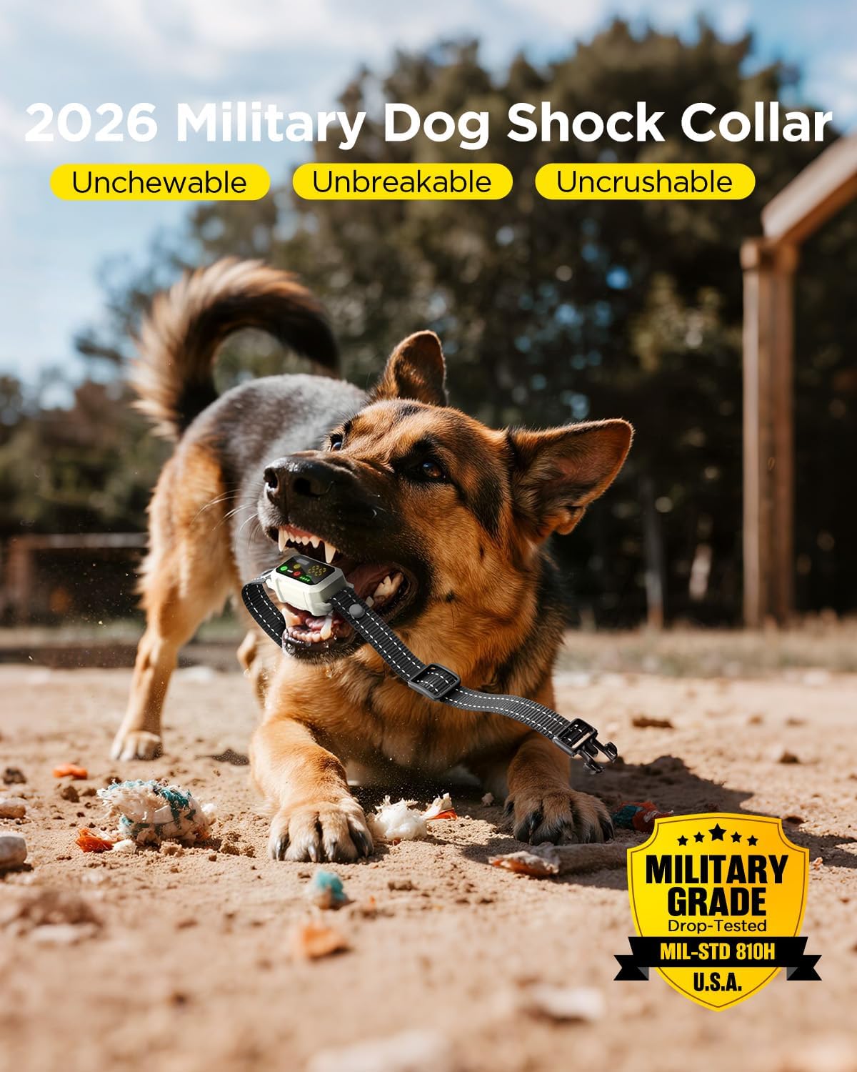 blackdog military dog shock collar - 4200ft dog shown in use
