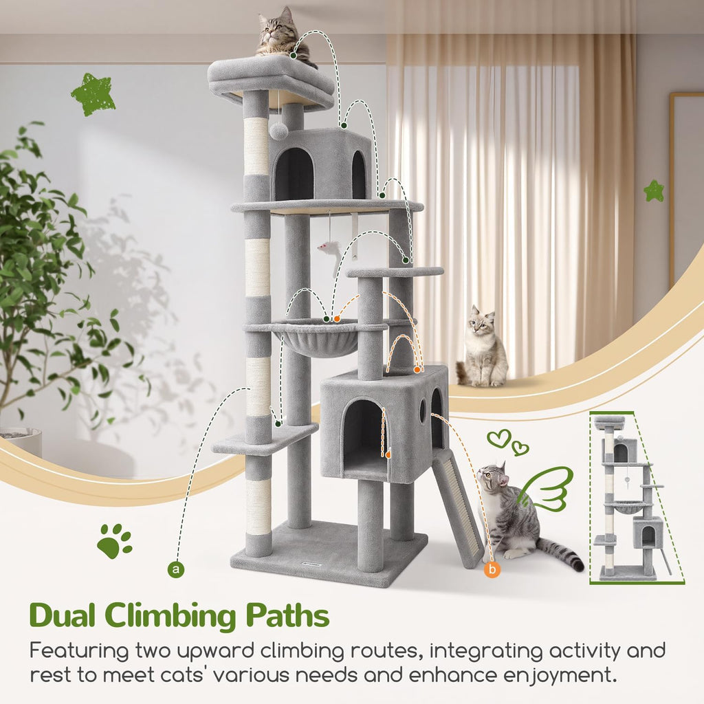 globlazer f70 pro heavy duty cat tree tower showing dimensions
