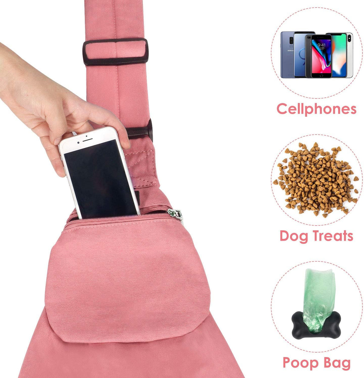 slowton dog carrier sling - thick padded shoulder, side view