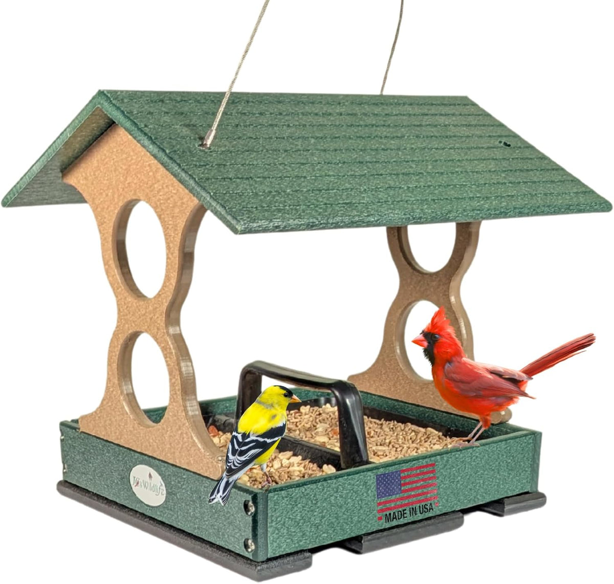 jcs wildlife medium poly fly-thru bird feeder w/removable, main product view