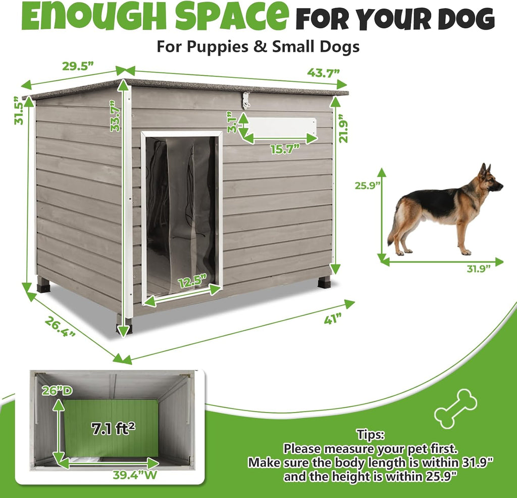 large outdoor dog house, weatherproof wood with chew-resistant, package contents