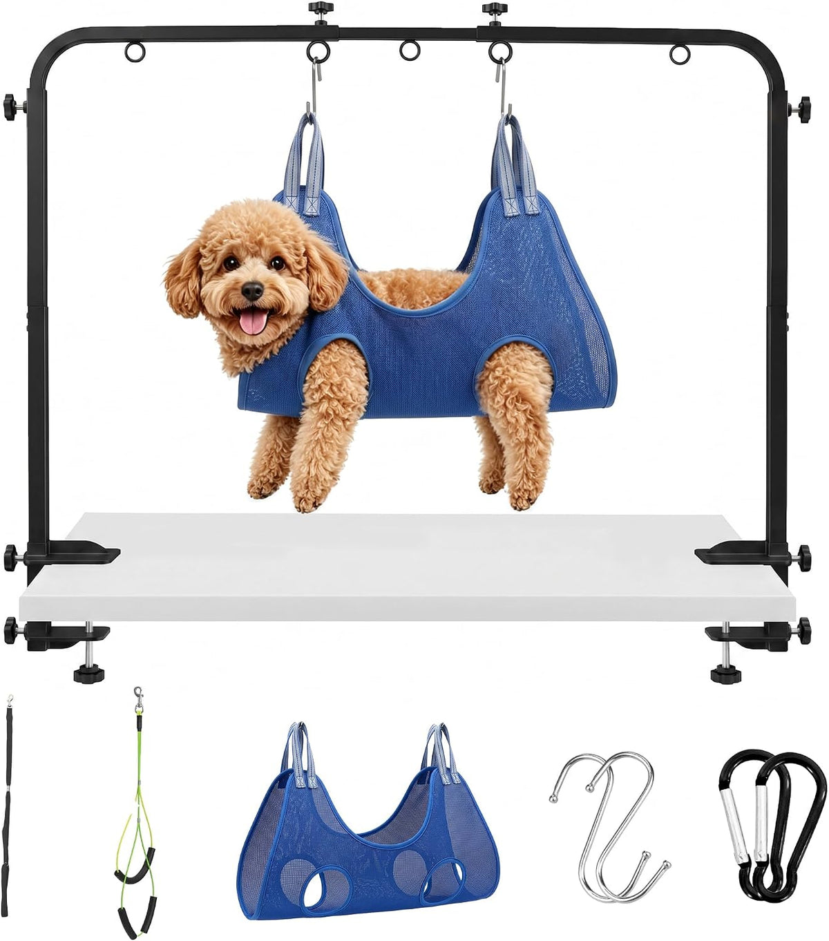 dog grooming table arm, h-frame with dual clamps, main product view