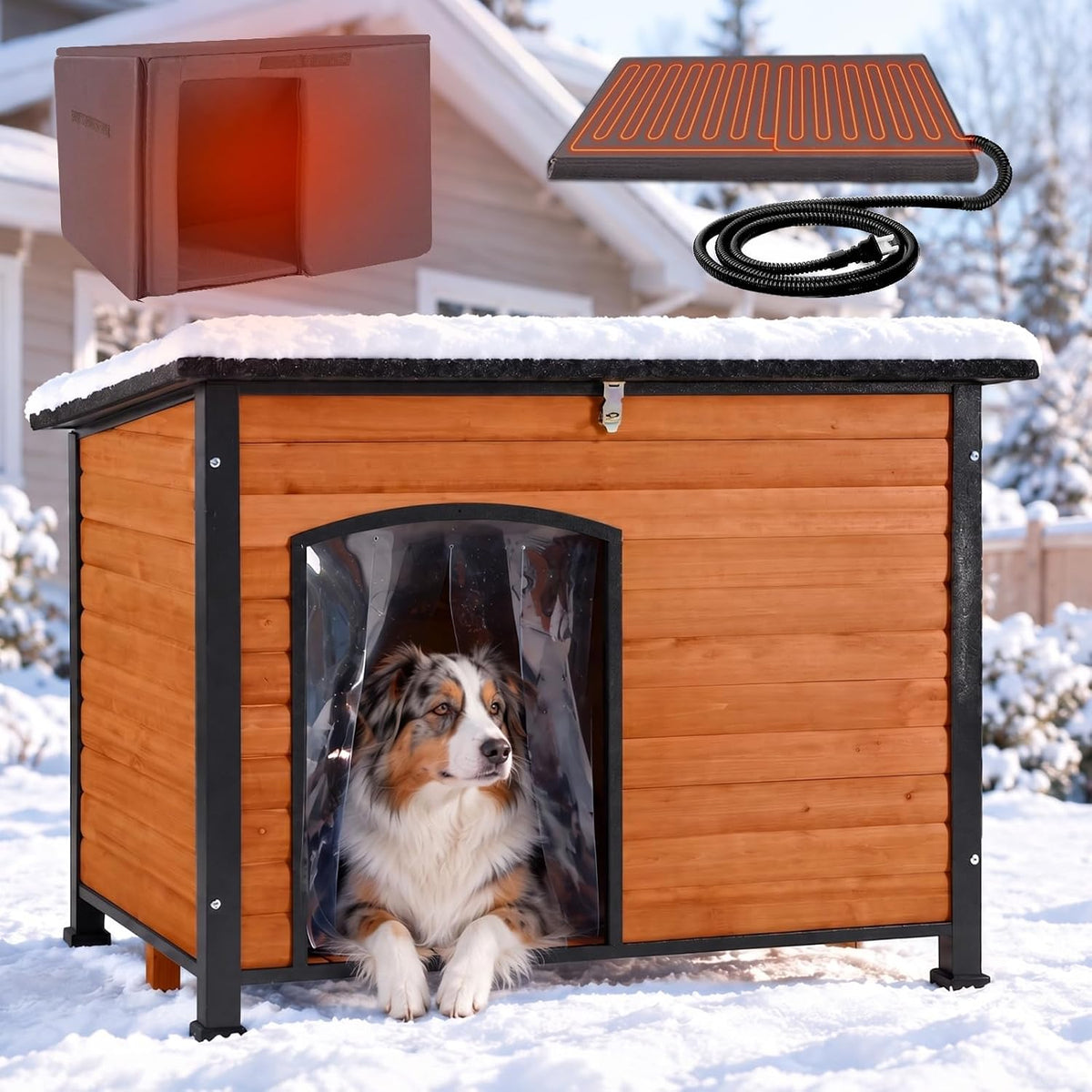 aivituvin heated dog house outdoor 43.3" insulated dog, main product view