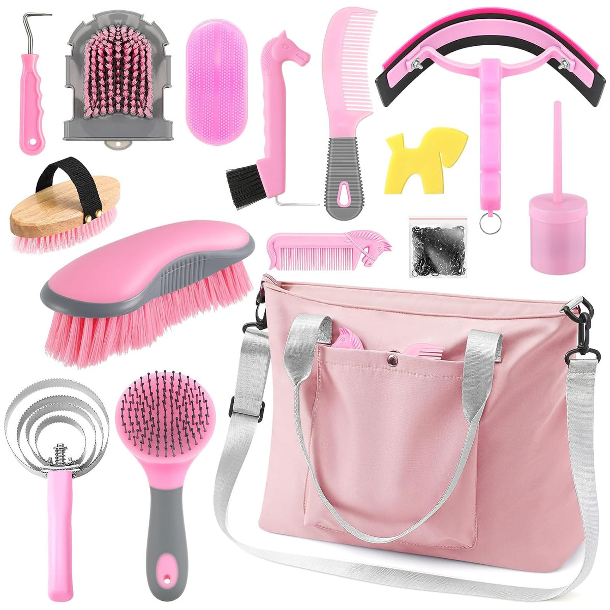 abbylike 15 pieces horse grooming kit with organizer, main product view