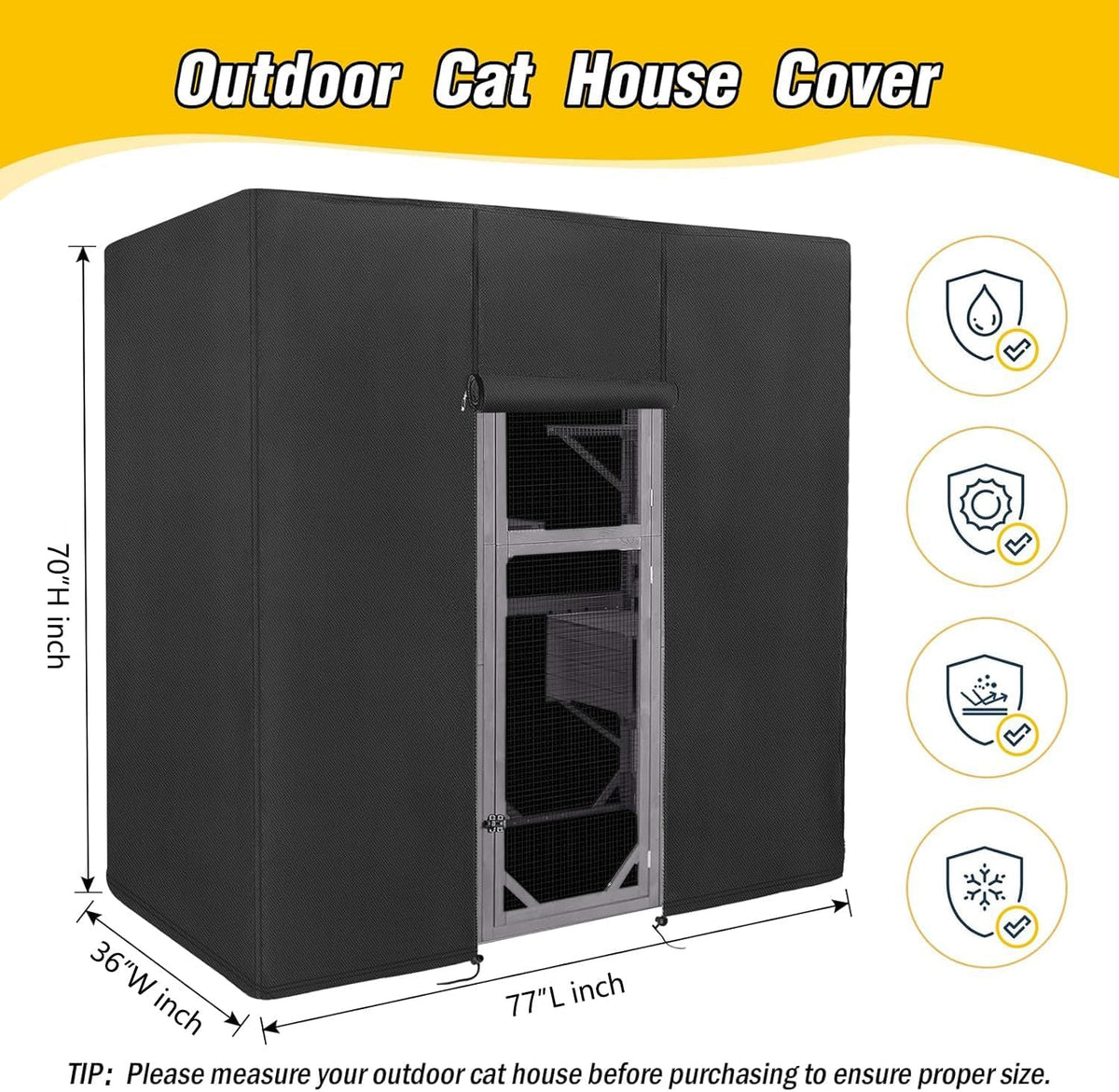 kingling outdoor cat house cover weatherproof 77 "l shown in use