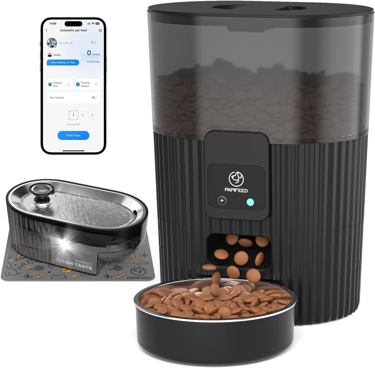 papifeed automatic cat feeder and water fountain stainless, main product view