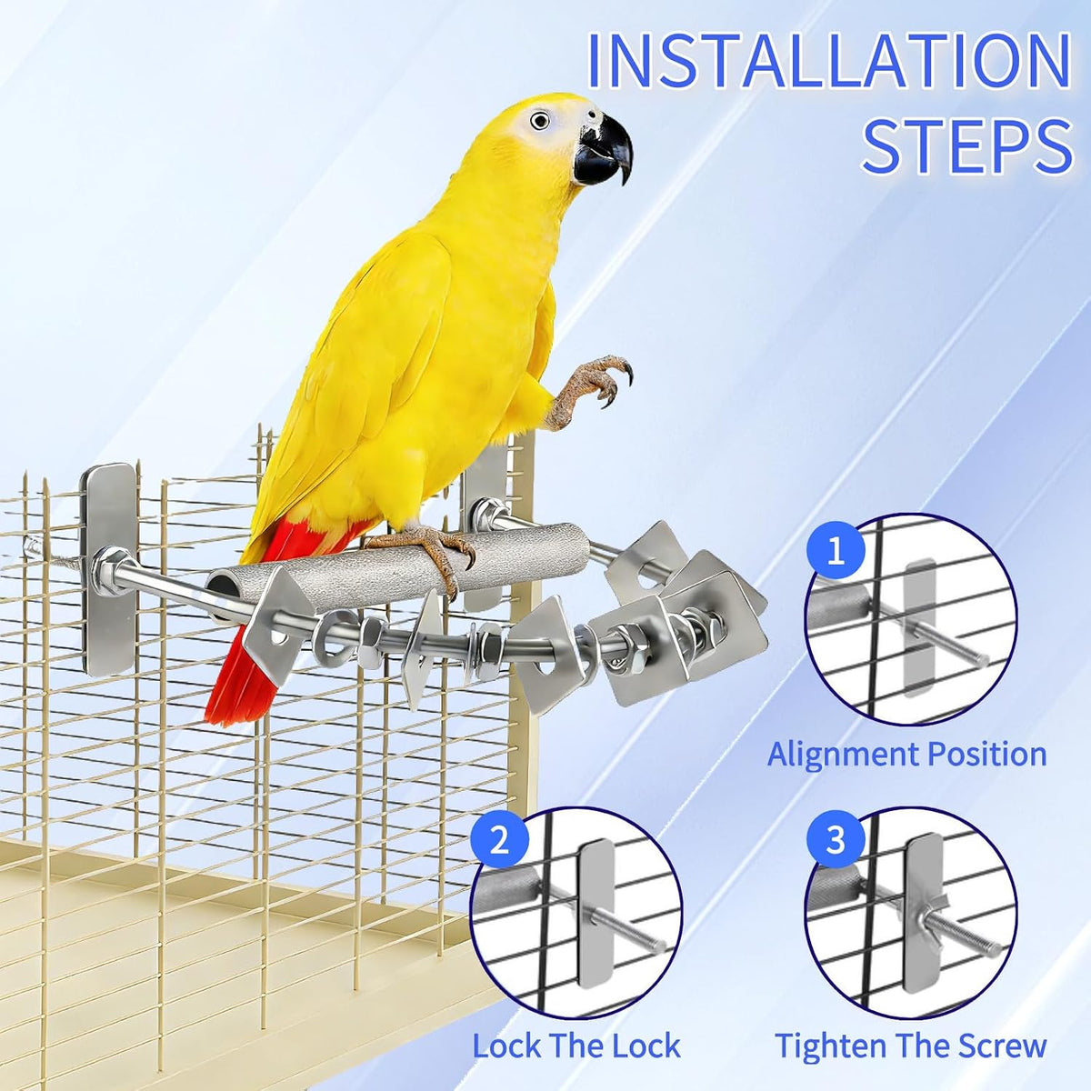 8.3 * 7.3in parrot chewing toy, long-lasting stainless, side view