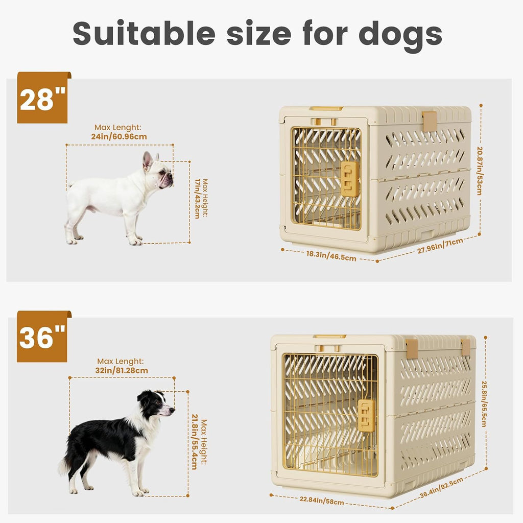 collapsible dog crate for large/medium dogs - 36" showing dimensions