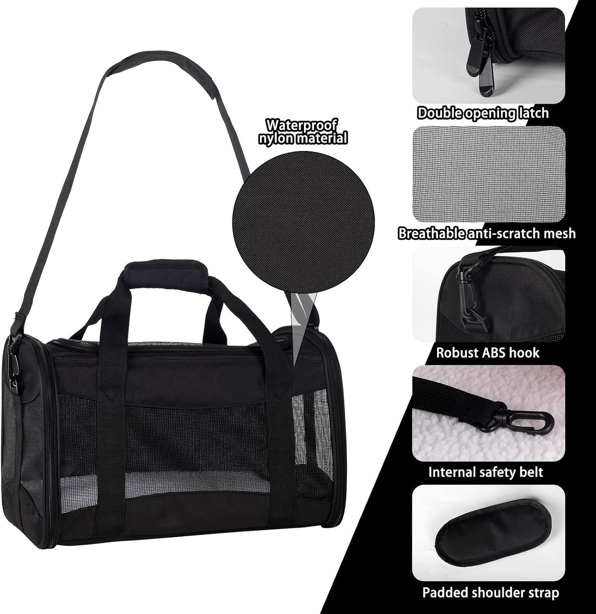 cat carrying case - pet carrier airline approved, side view