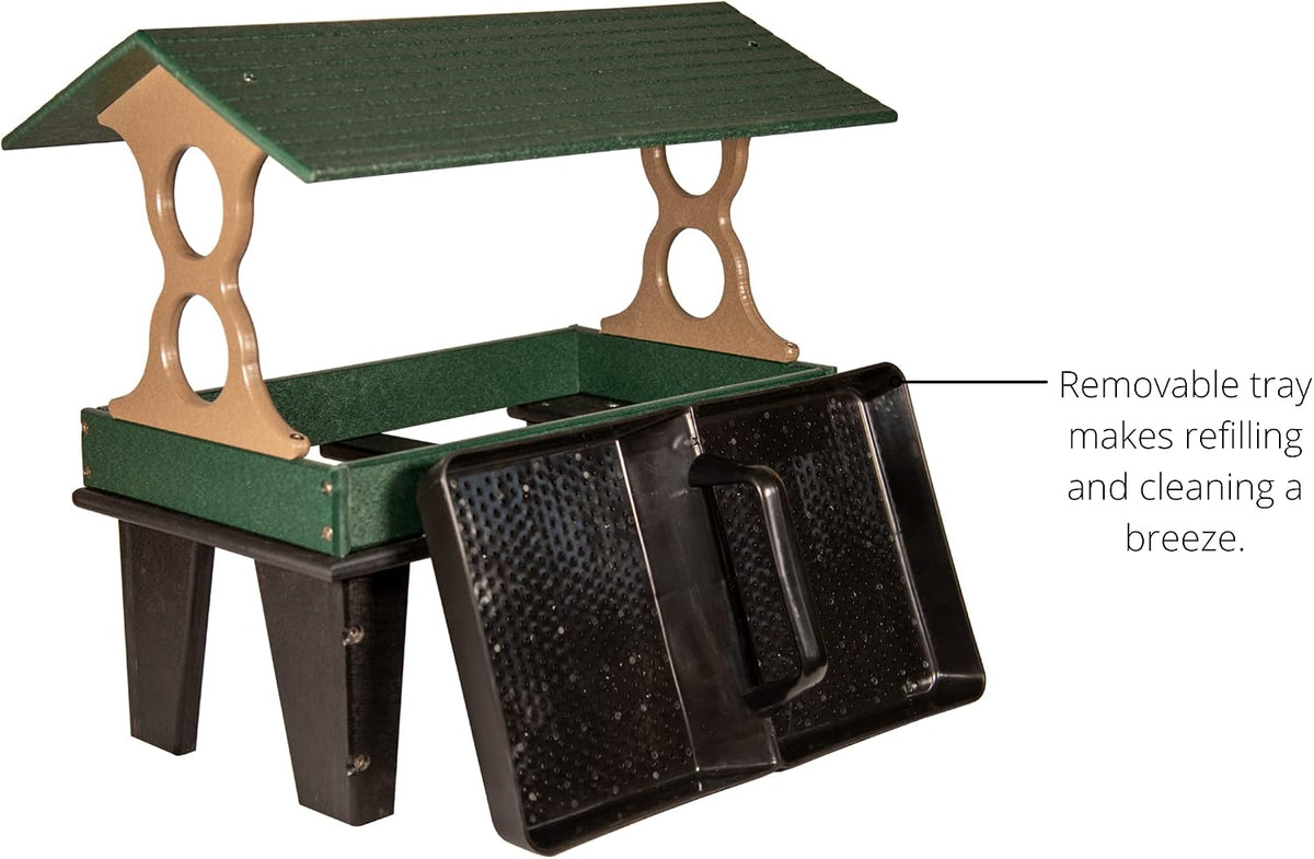 jcs wildlife large ground fly thru bird feeder, side view