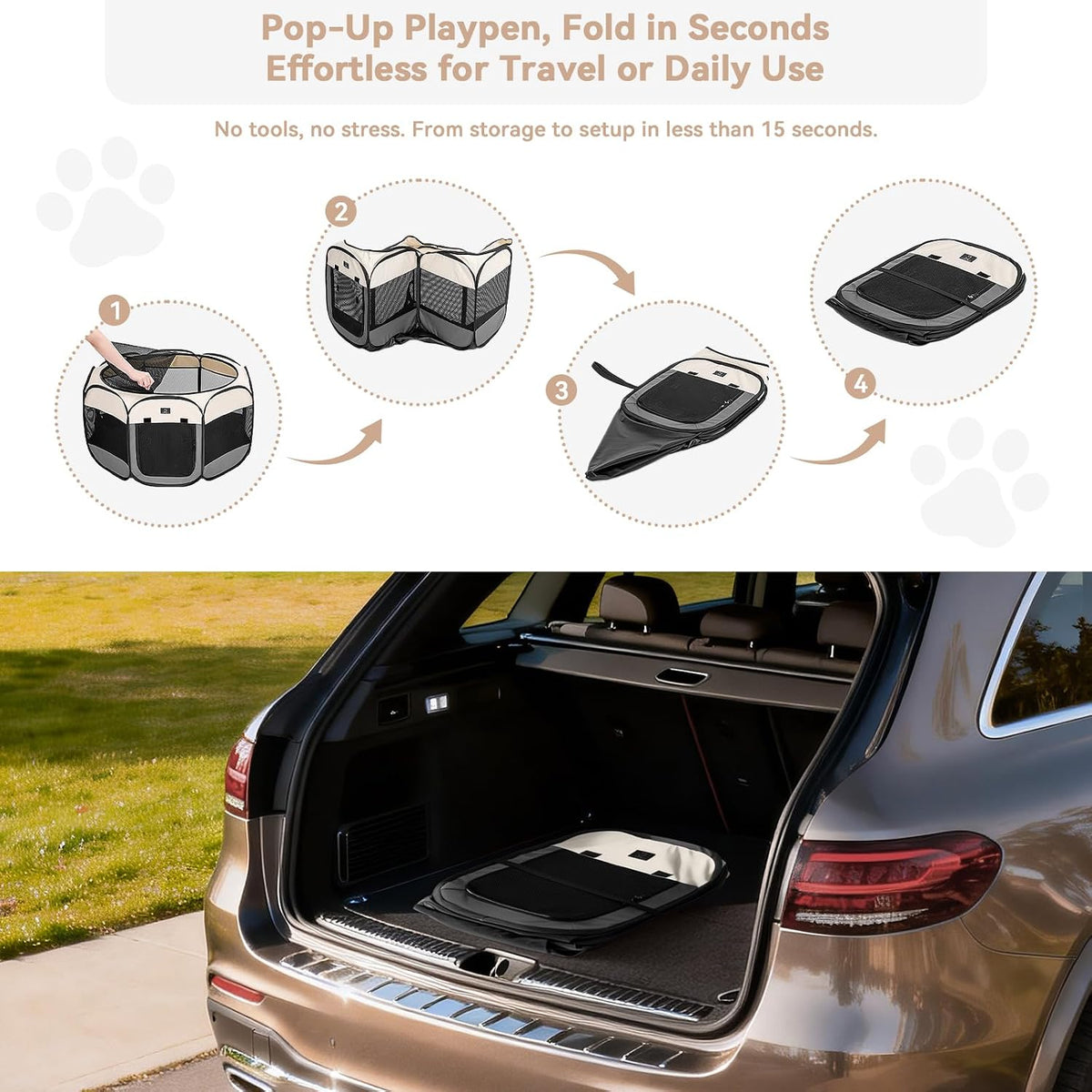 a 4 pet 40.55-in dog playpen, small dogs, close-up detail