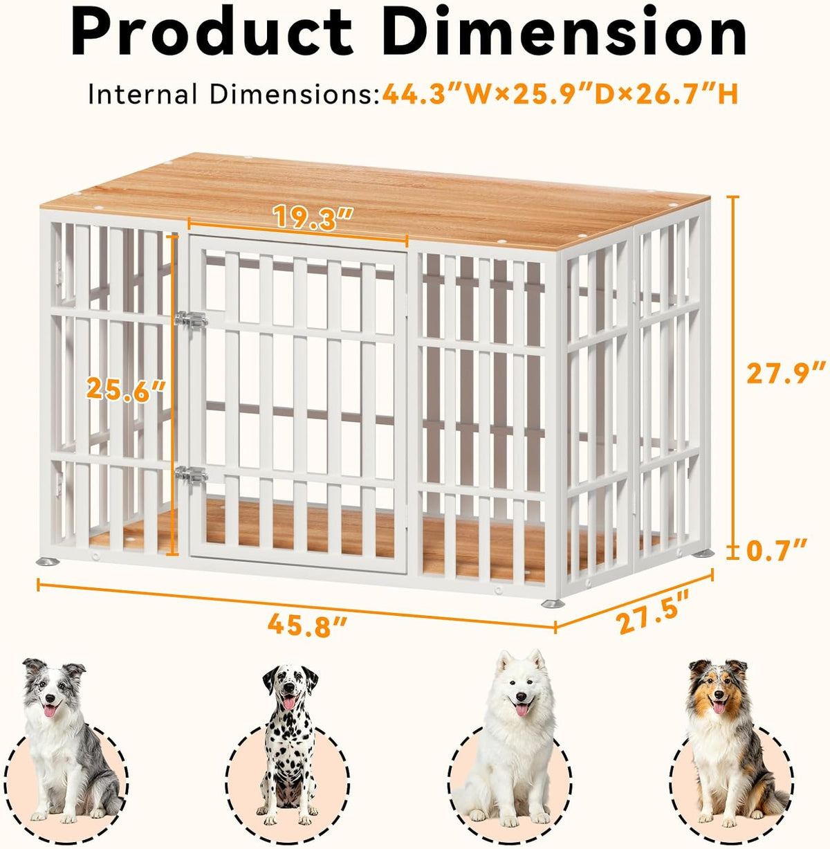 snuowu 46 inch heavy duty dog crate furniture, close-up detail
