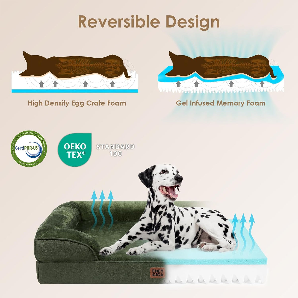 eheyciga orthopedic extra large dog bed, waterproof washable, close-up detail
