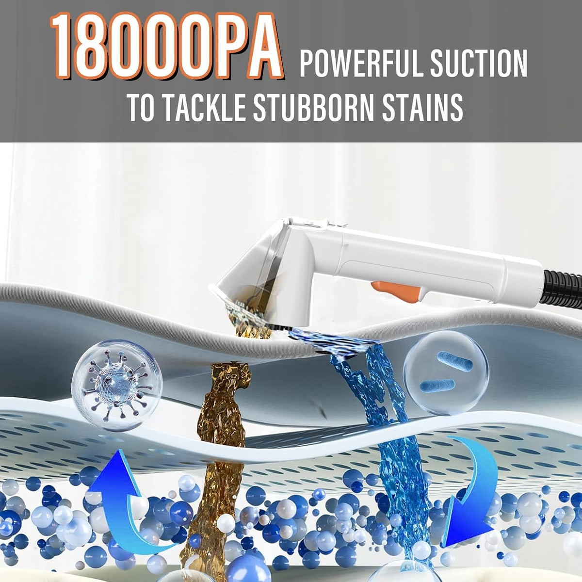 starrybot upholstery cleaner machine, 18kpa pet stain extractor(white) shown in use