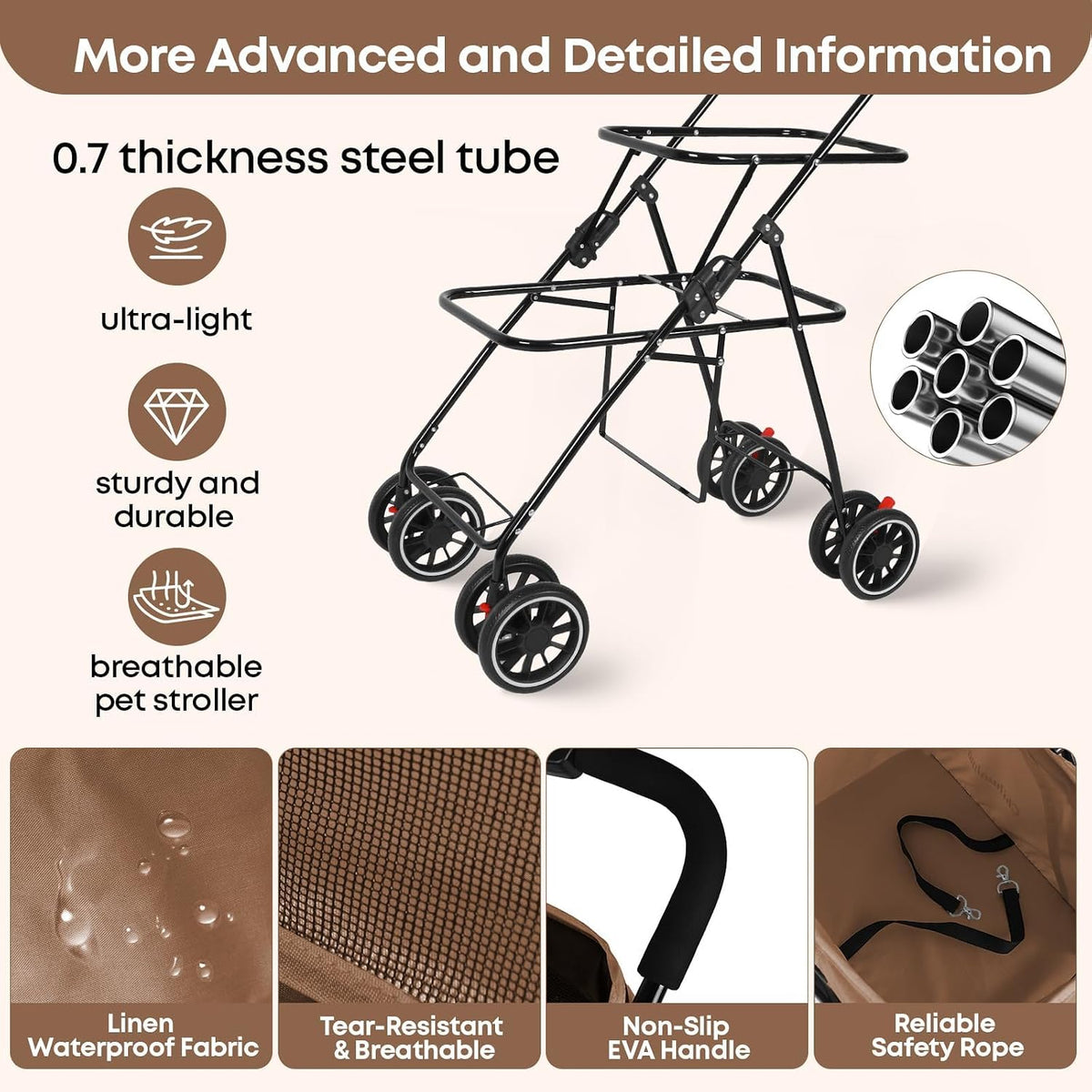 double pet stroller for dogs and cats,cat strollers showing dimensions