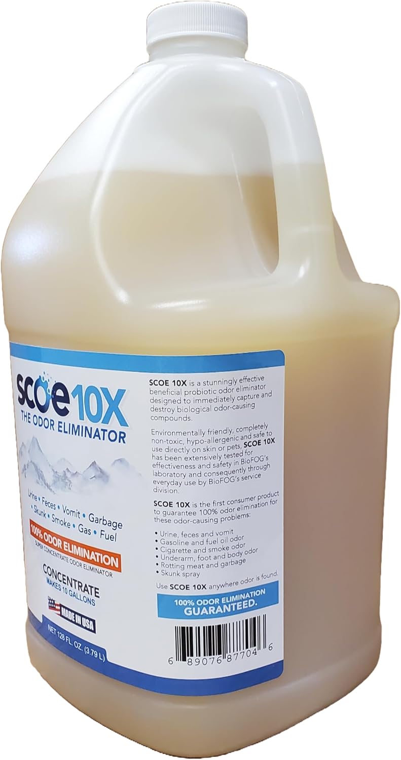 scoe 10x odor eliminator concentrate- makes 10 gallons shown in use