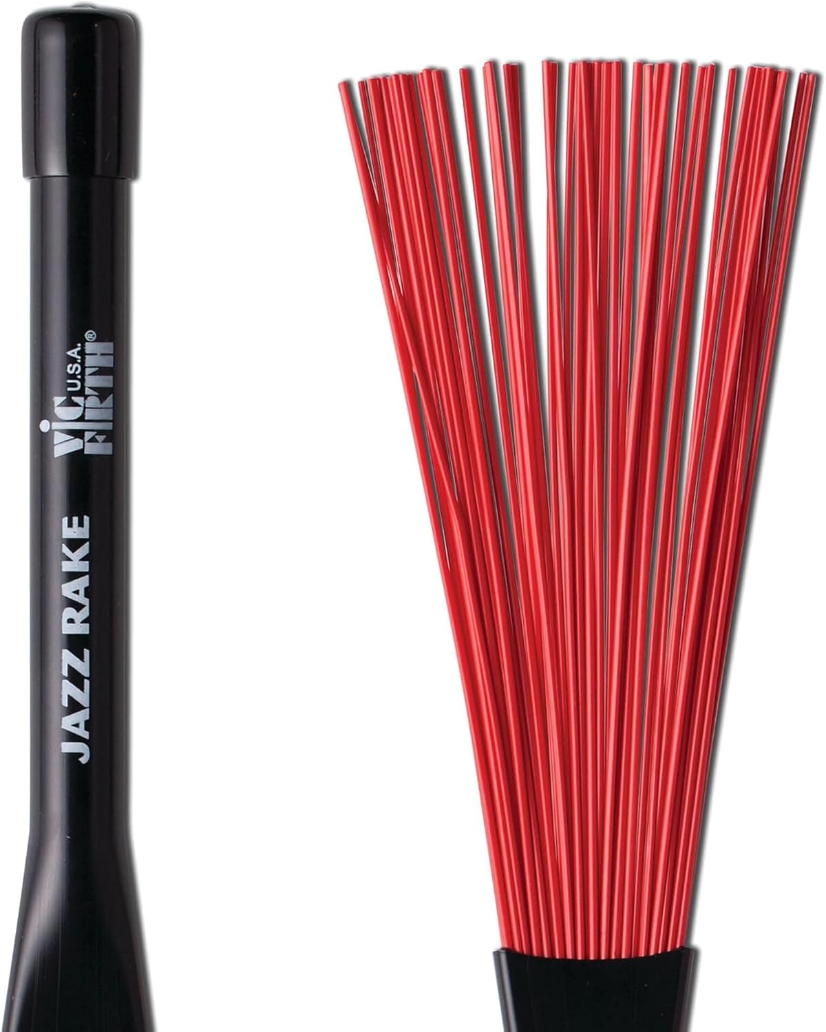 vic firth bjr jazz rake brush - red, main product view