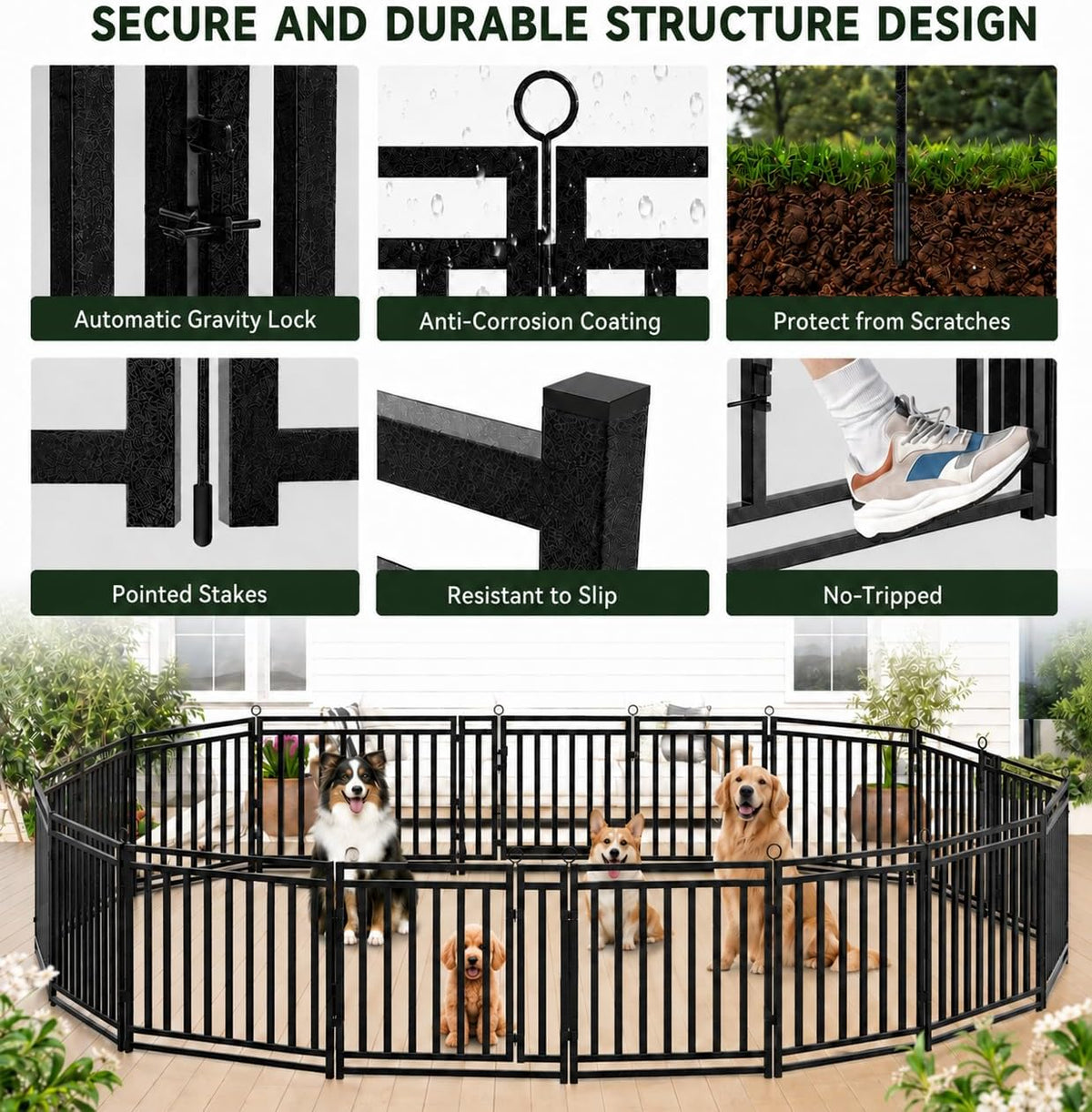 32-inch dog fence, 32 panels (28 panels + showing dimensions