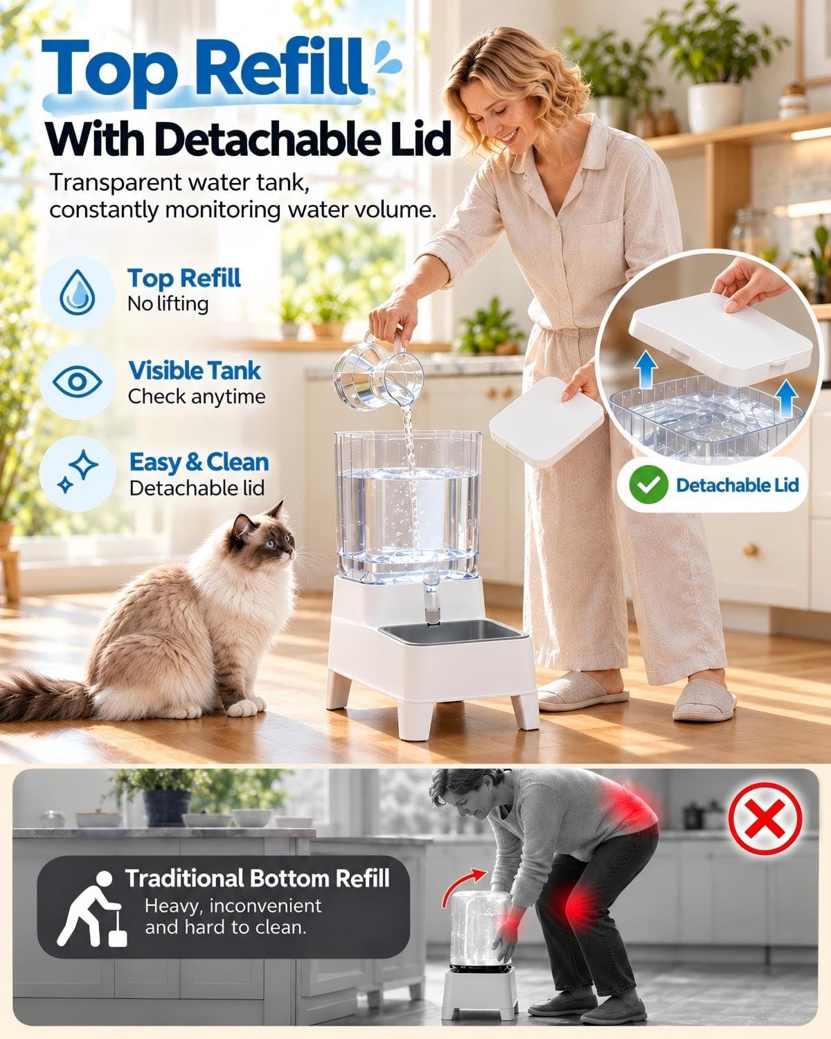 automatic pet water dispenser bowl 4l for cats showing dimensions