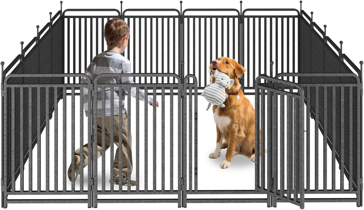 dog playpen outdoor (silver, 40'', 16 panels-36.8ft(l)-includes 2, main product view