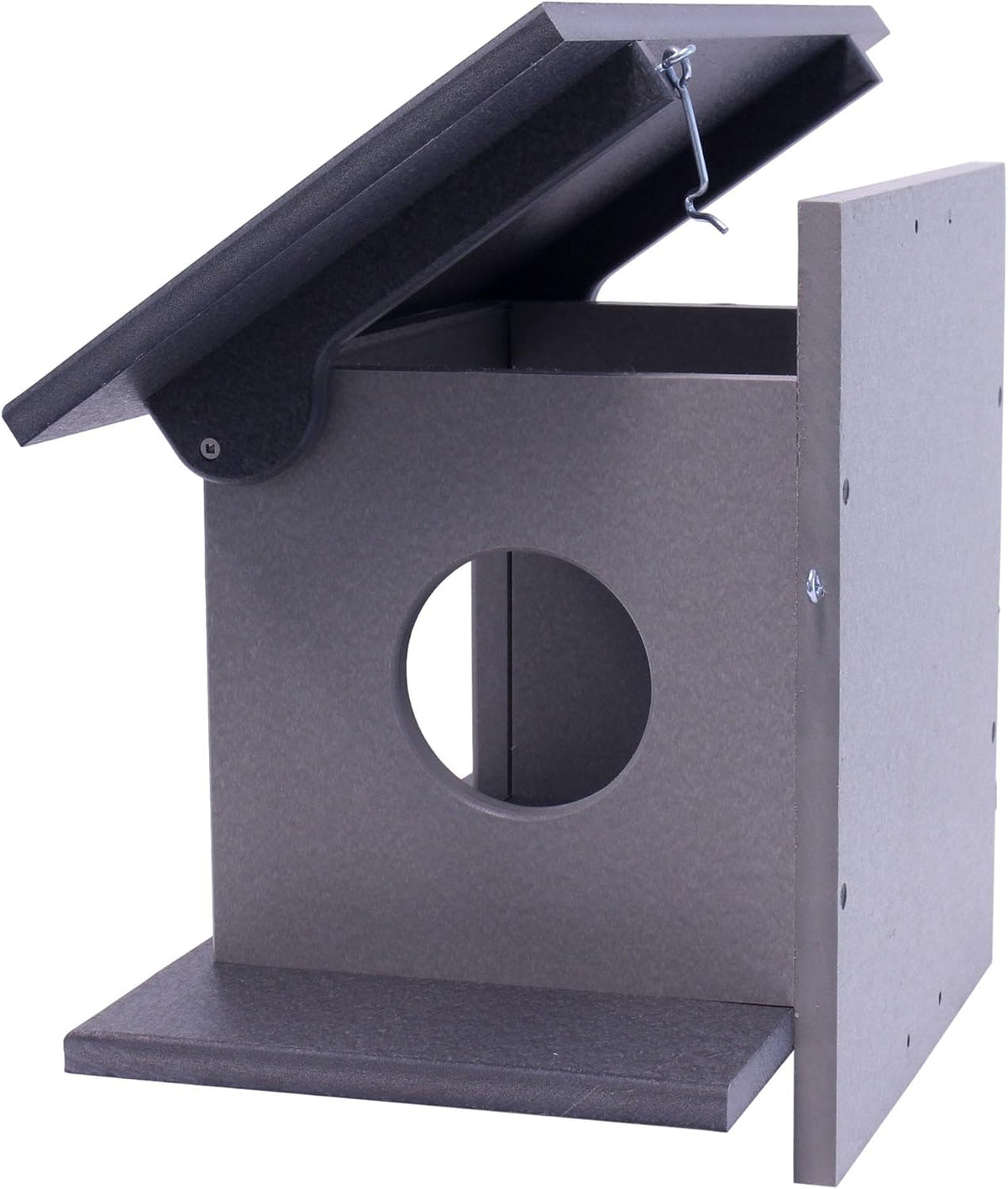 corn feeder for squirrels, gray/light gray, close-up detail
