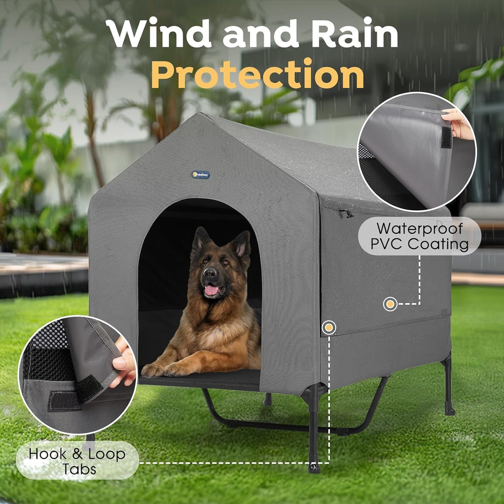 veehoo 47" dog house, 2-in-1 x-large dog house, close-up detail
