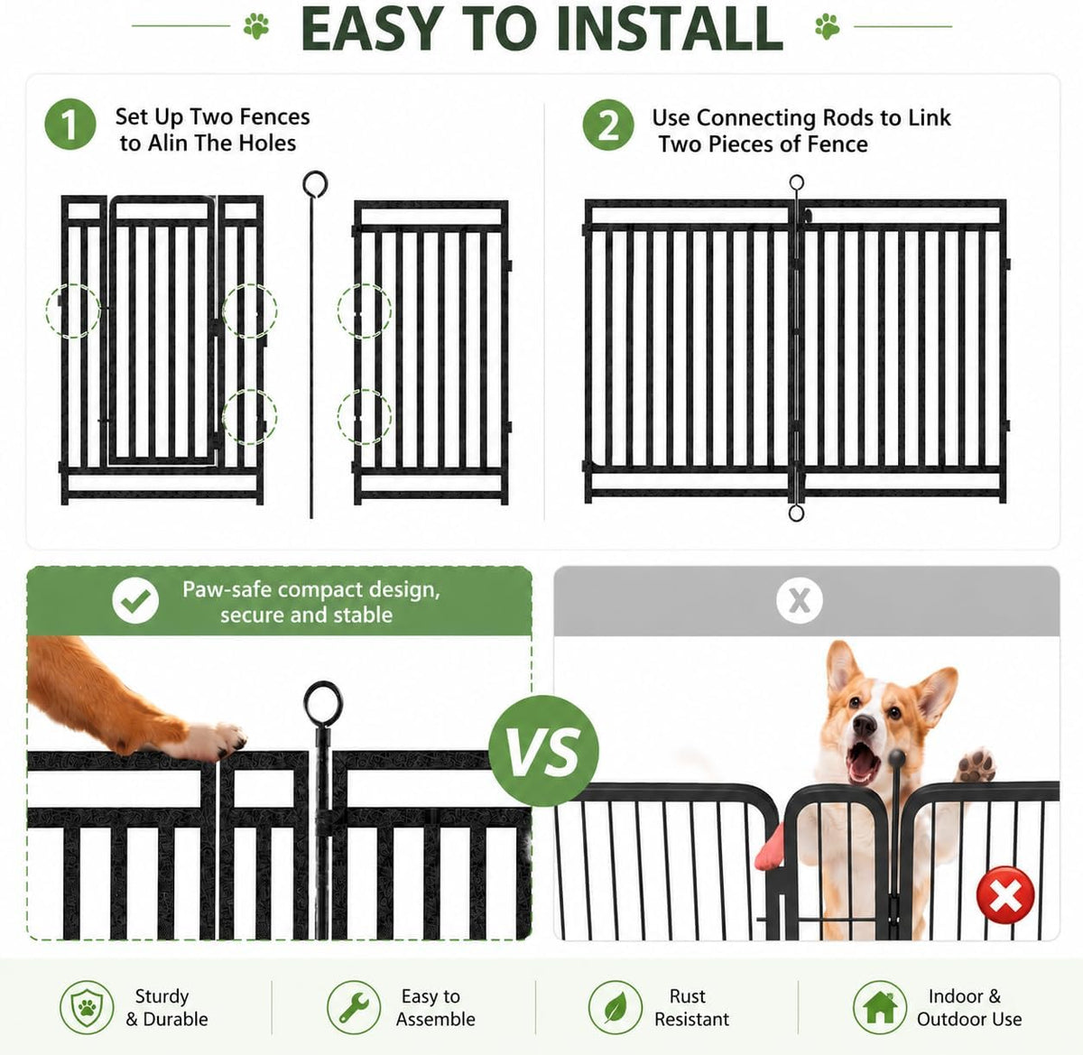 32-inch dog fence, 32 panels (28 panels +, side view
