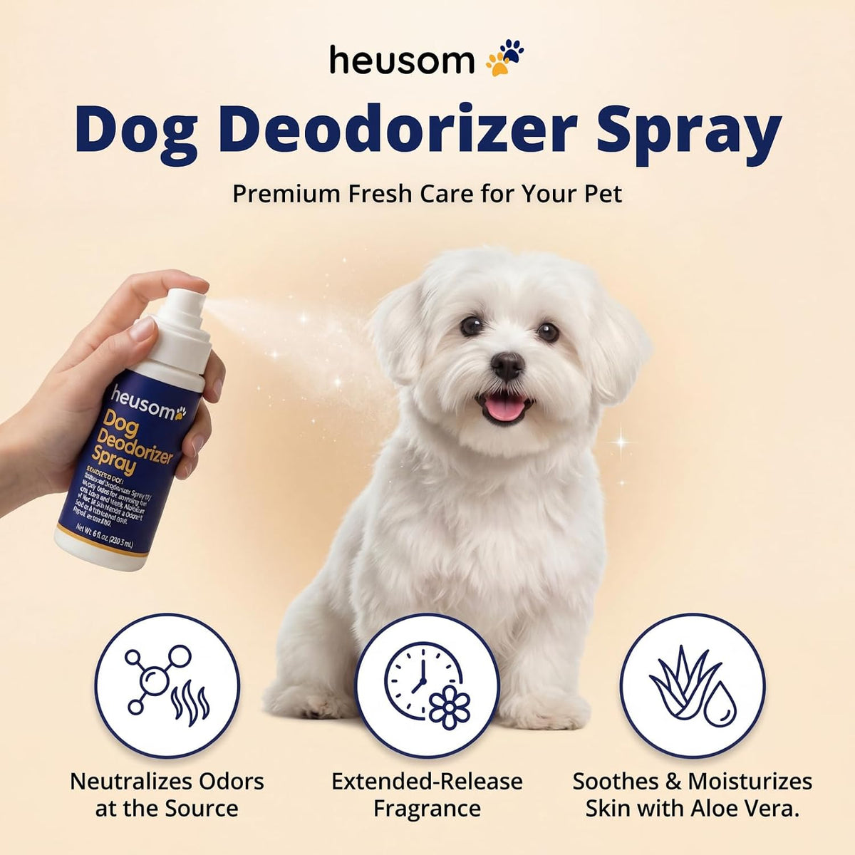 pet deodorizer spray for odor control shown in use
