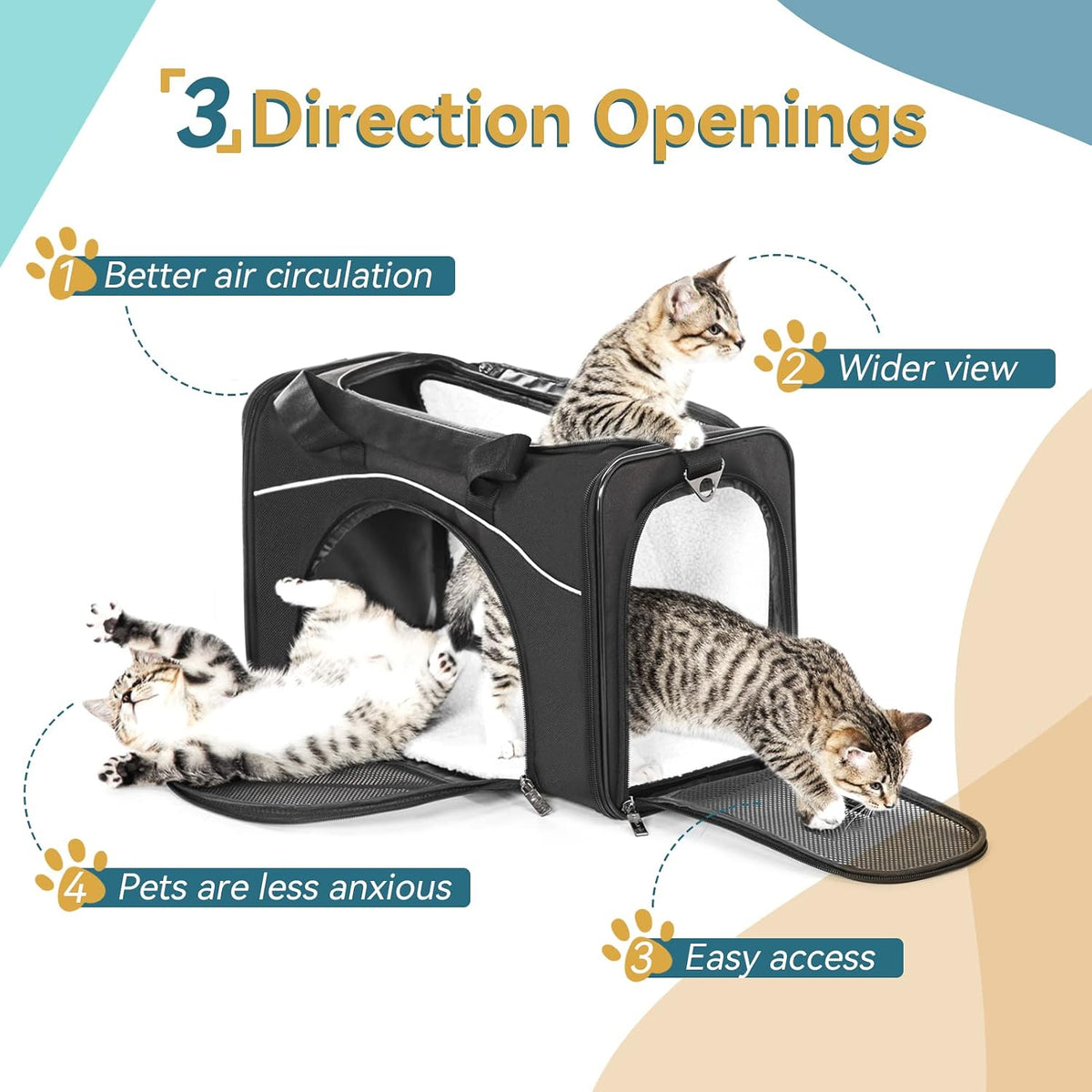 petsfit two-way placement pet carrier airline approved, cat showing dimensions