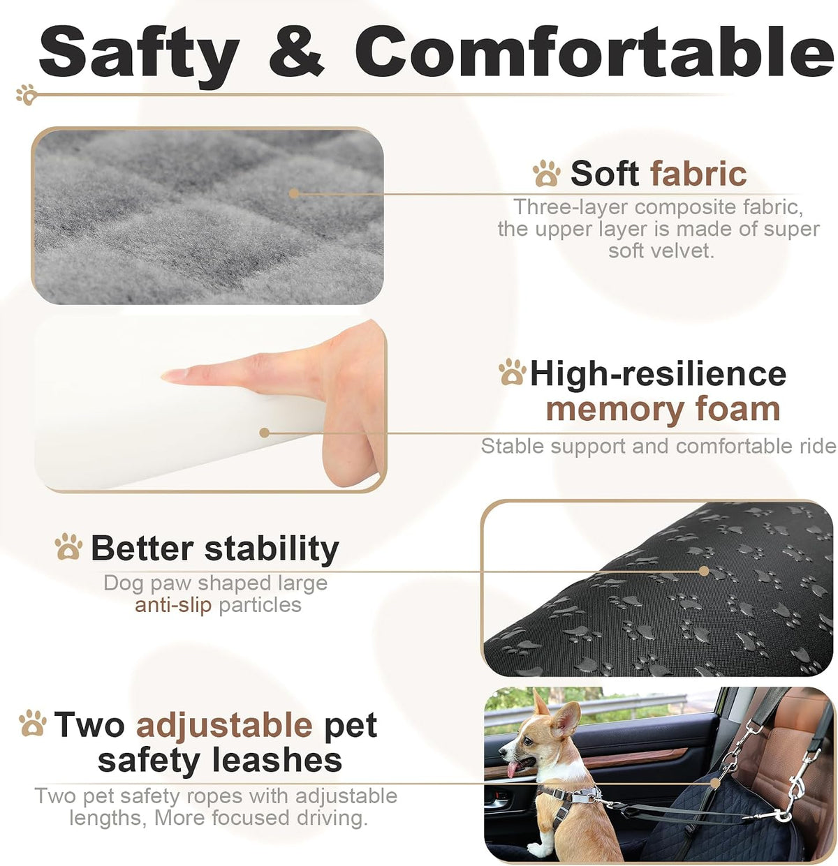 dog carseat for small dogs,pet safety travel bed, close-up detail