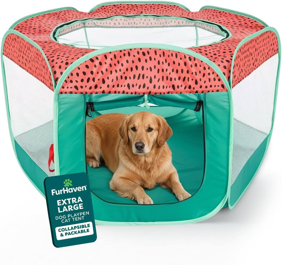 furhaven soft-sided dog & cat playpen, portable foldable, main product view
