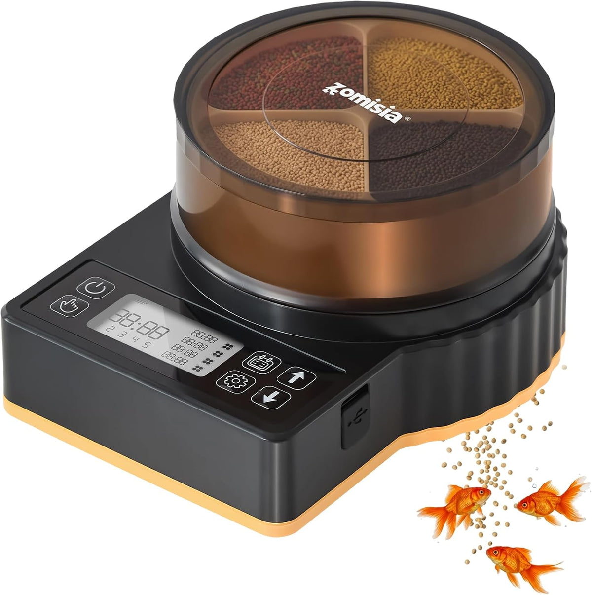 zomisia rechargeable 200ml automatic fish feeder for aquarium, main product view