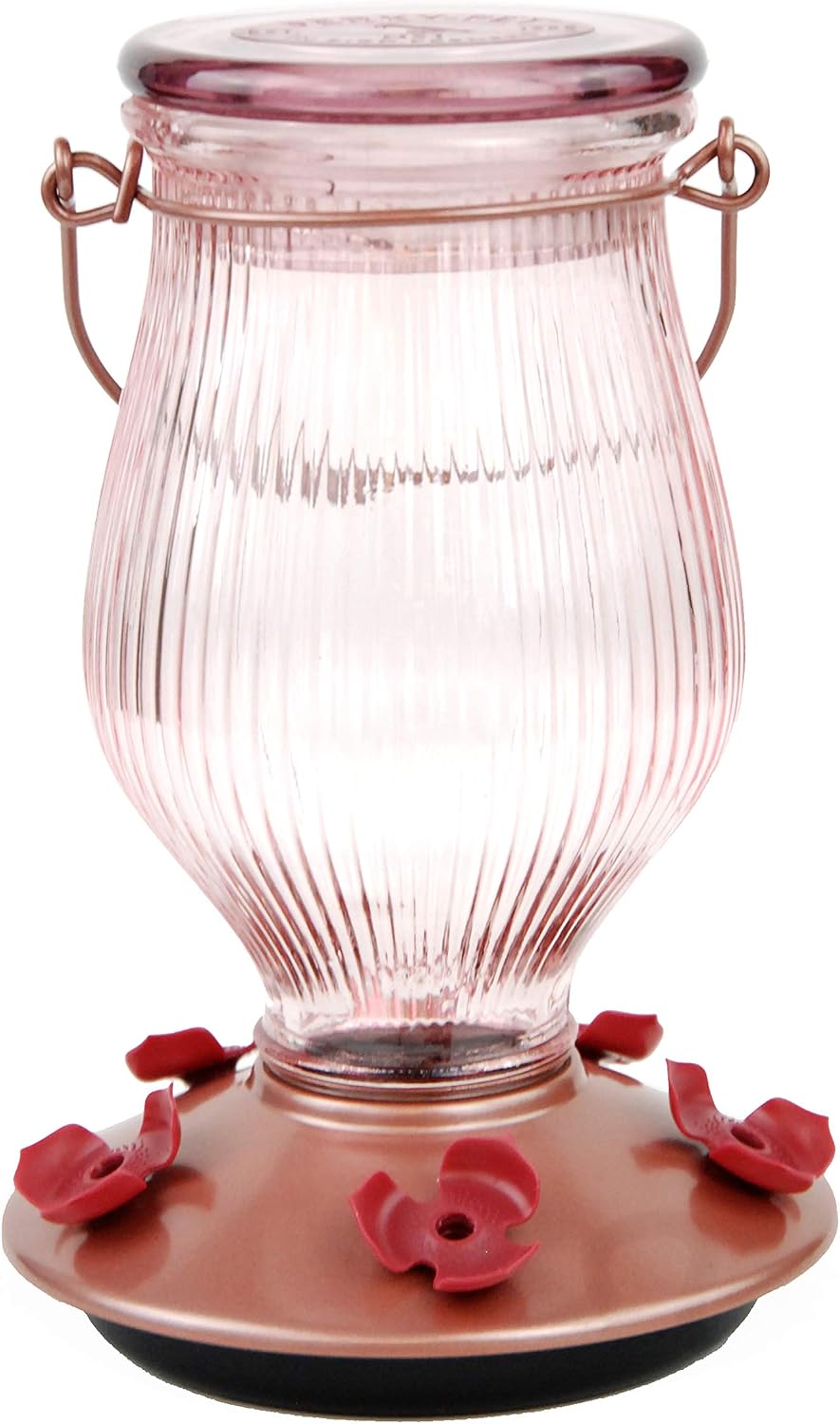 perky-pet 9104-2 rose gold top-fill glass hummingbird feeder, main product view