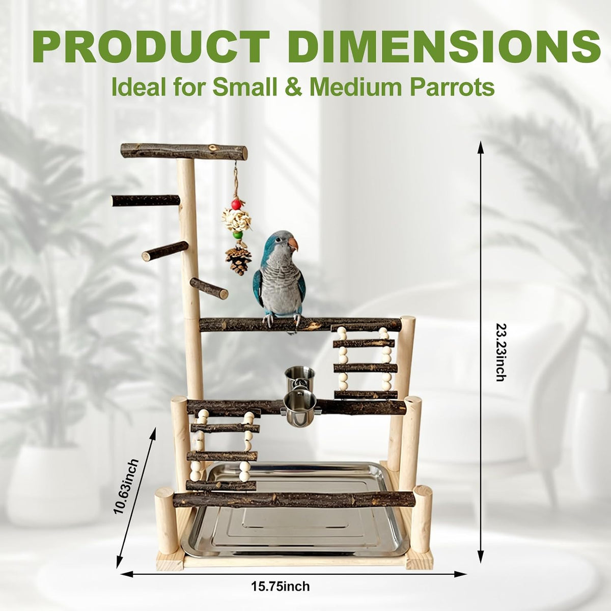parrot playstand bird playground shown in use