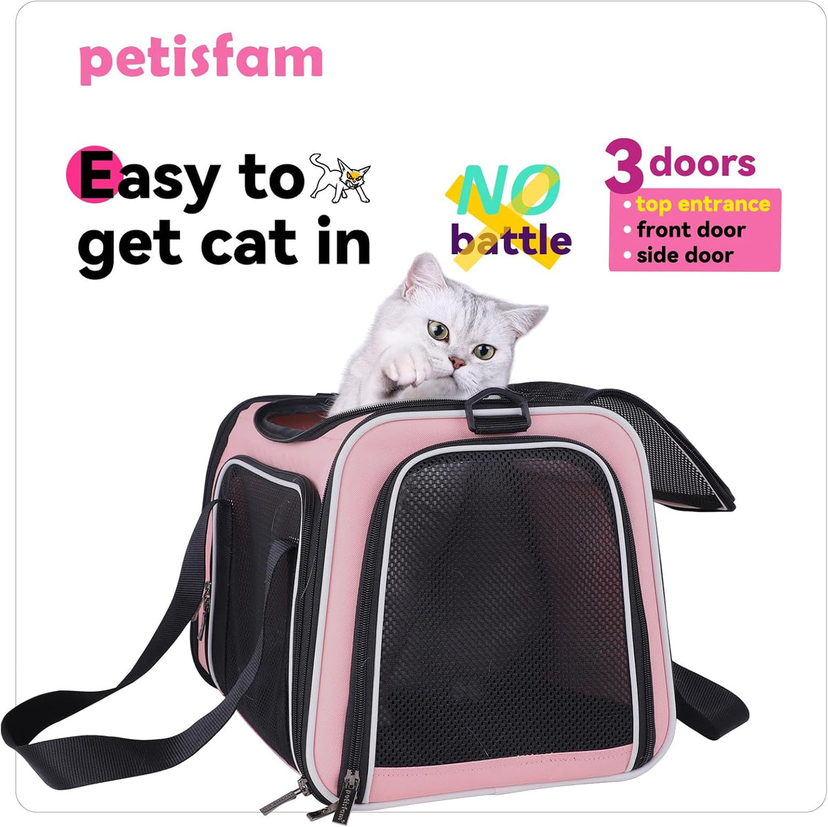 soft pet carrier for medium cats and small shown in use