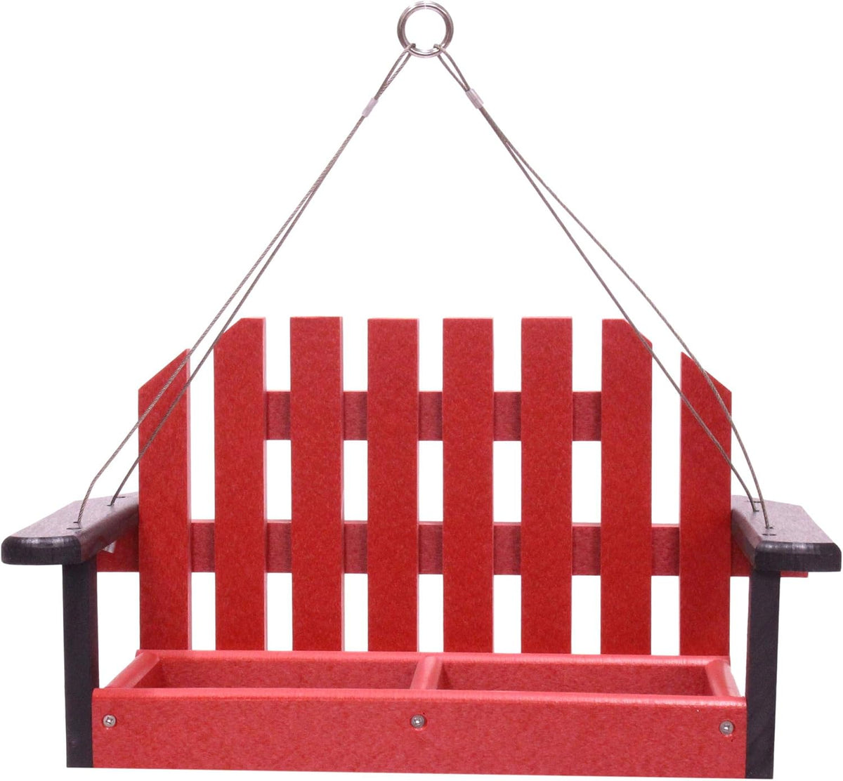amishtoybox porch swing bird feeder, eco-friendly poly lumber, side view