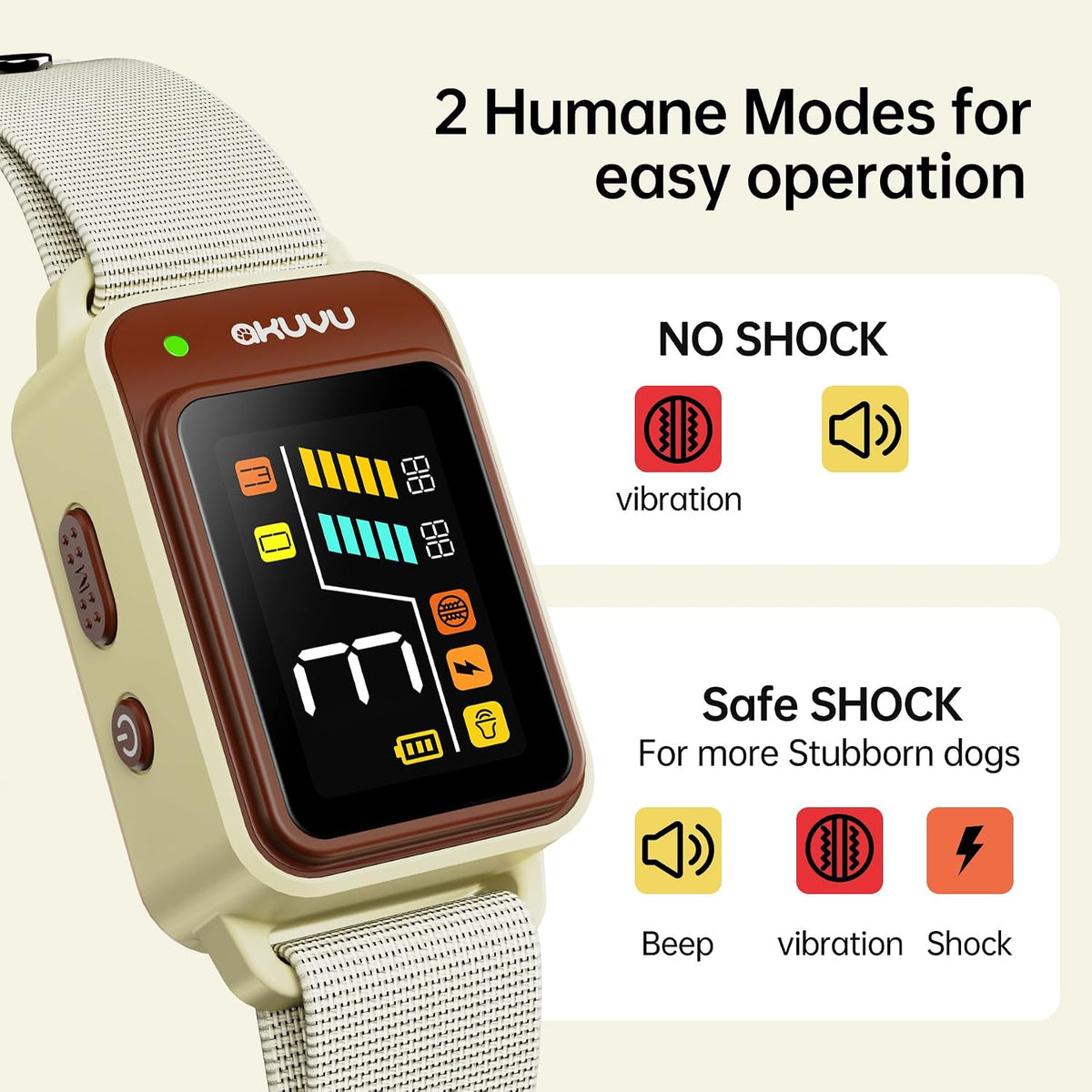 bark collar-rechargeable smart barking collar- anti bark training, close-up detail