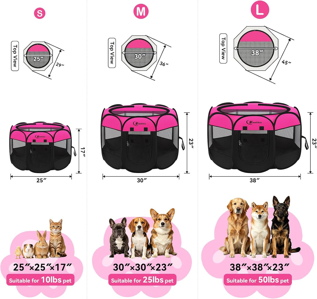 siedihit dog playpen, medium puppy pet playpen, dog shown in use