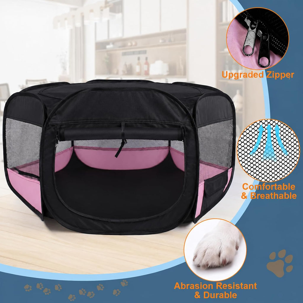 dog cat playpen, pet puppy playpen, puppy dog, side view