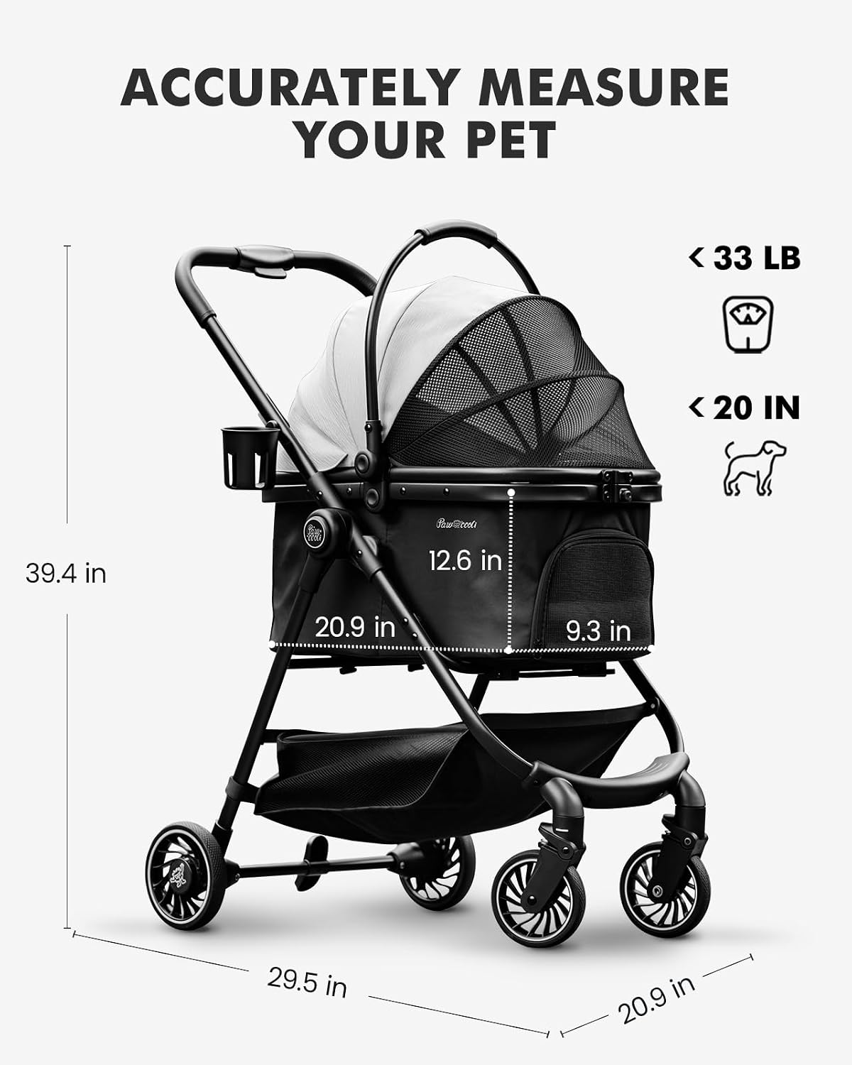 pet stroller for small dogs and cats, one-click, view 9
