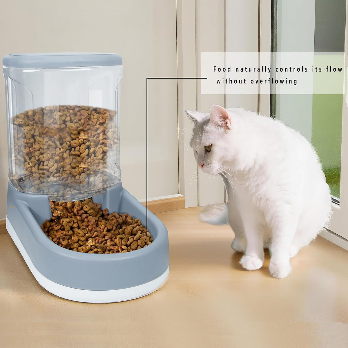 moloparty automatic dog cat feeder and water dispenser, side view