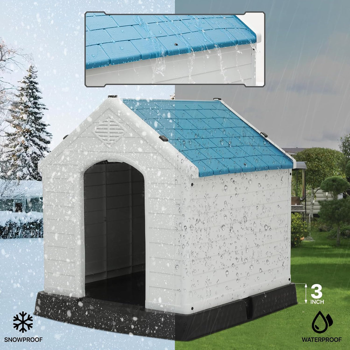 monibloom 32.5 inch insulated dog house for small, side view